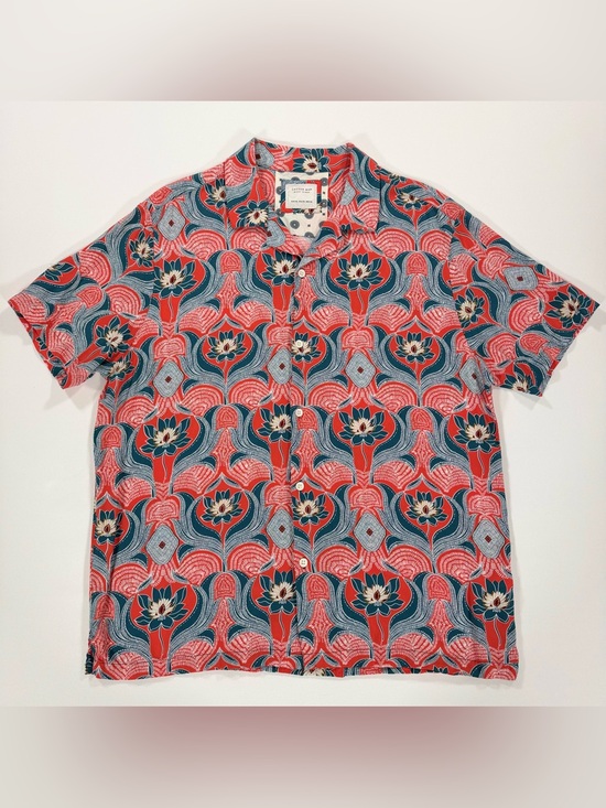 Cactus Man Ricky Singh Other - Cactus Man Ricky Singh Shirt Mens XL Orange Floral Lotus Viscose Hawaiian Camp